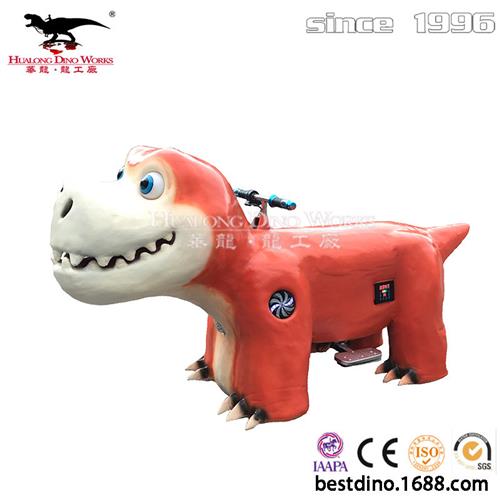 硅胶卡通霸王龙小车儿童亲子游乐互动骑乘跑跑音乐声光电动小车