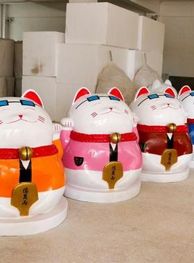 玻璃钢仿真招财猫摆件户外大型雕塑商场门店开业美陈卡通庭院花园