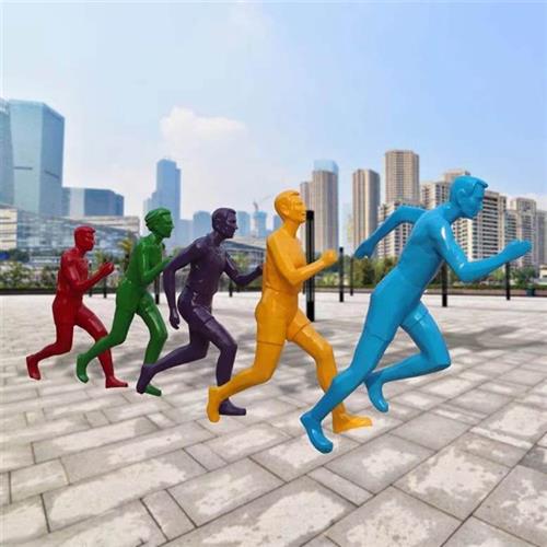 抽象几何跑步运动人物雕塑玻璃钢摆件户外公园学校体育运动主题