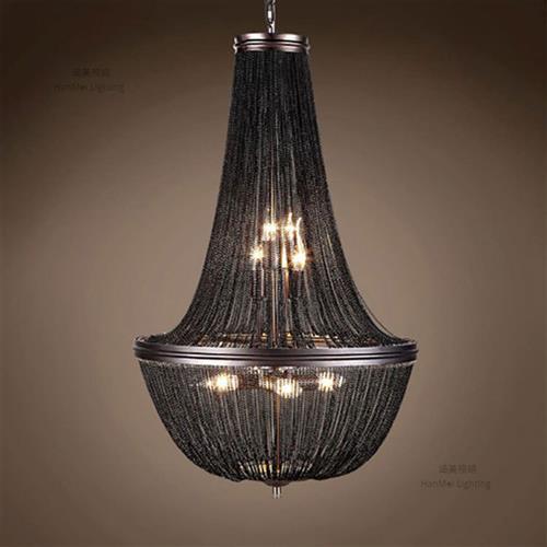 后现代黑色铝链条吊灯个性商铺吊灯创意艺术客厅餐厅展厅流苏吊灯