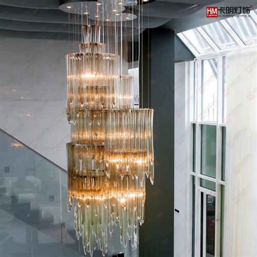 手工琉璃吊灯酒店宾馆会所大堂玻璃别墅酒店楼梯间高档装饰灯厂家