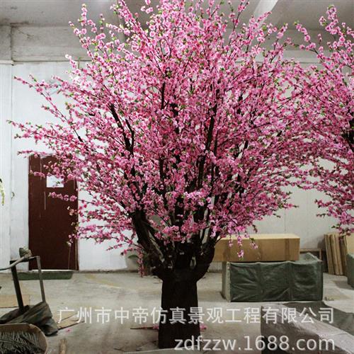 仿真玻璃钢桃花树仿生大树喜庆装饰假植物人造桃花枝室外仿真大树
