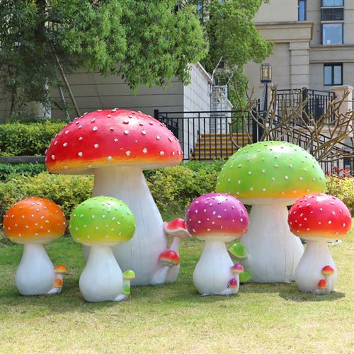 园林景观小品户外花园庭院草坪造景装饰玻璃钢仿真蘑菇雕塑大摆件