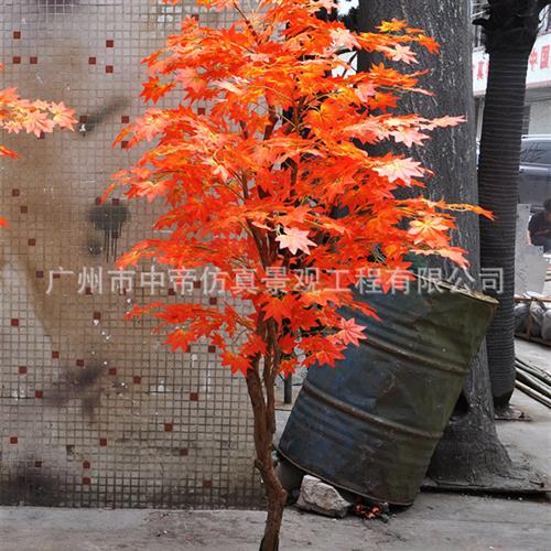 特色仿真红枫树优美造型装饰假树人造仿真假绿植盆景盆栽厂家
