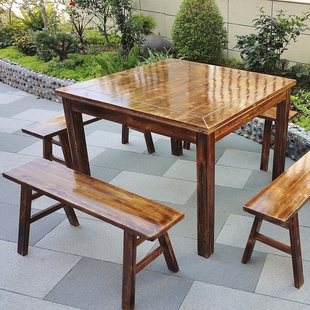 特价全实木四方桌面馆小吃店餐桌农村家用传统方桌饭店吃饭老式桌