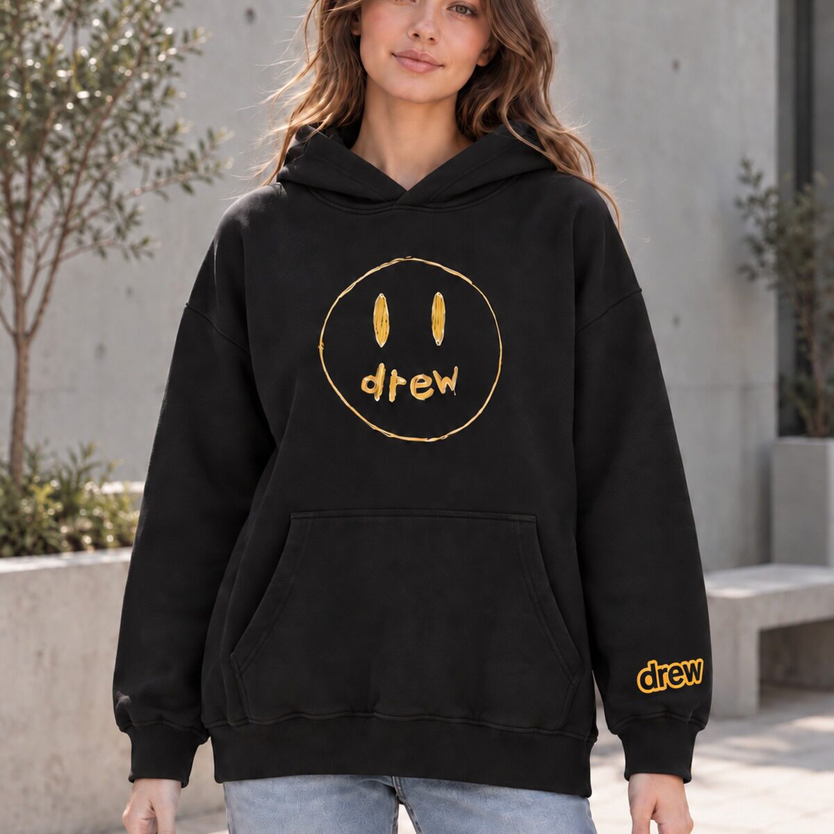 drew笑脸连帽卫衣外套秋冬潮牌情侣纯棉休闲高街男女同款美式复古