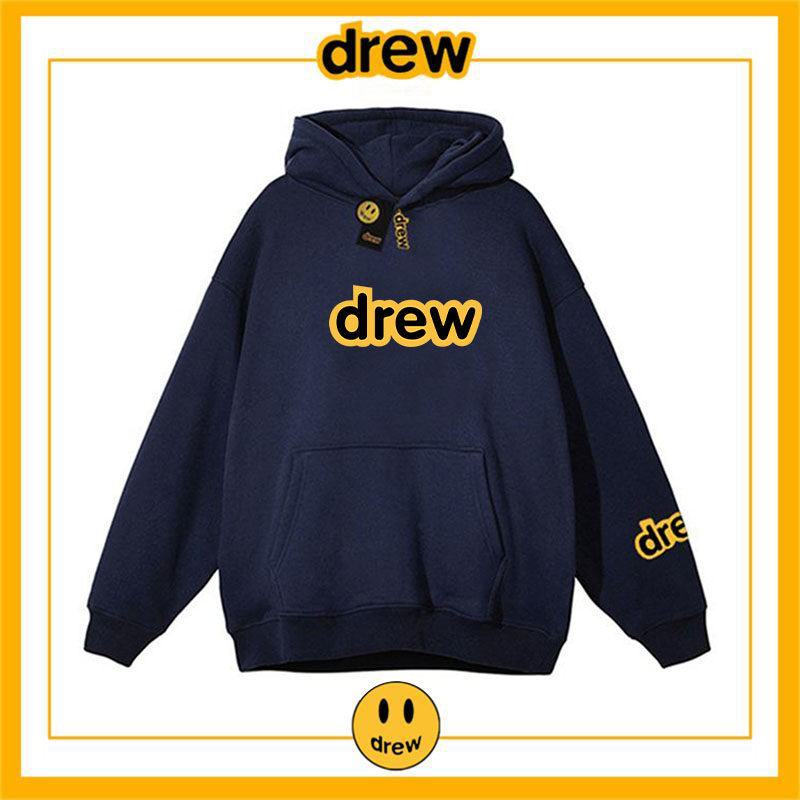drew笑脸比伯字母美式纯棉连帽卫衣男女学生秋冬加厚外套高街外搭