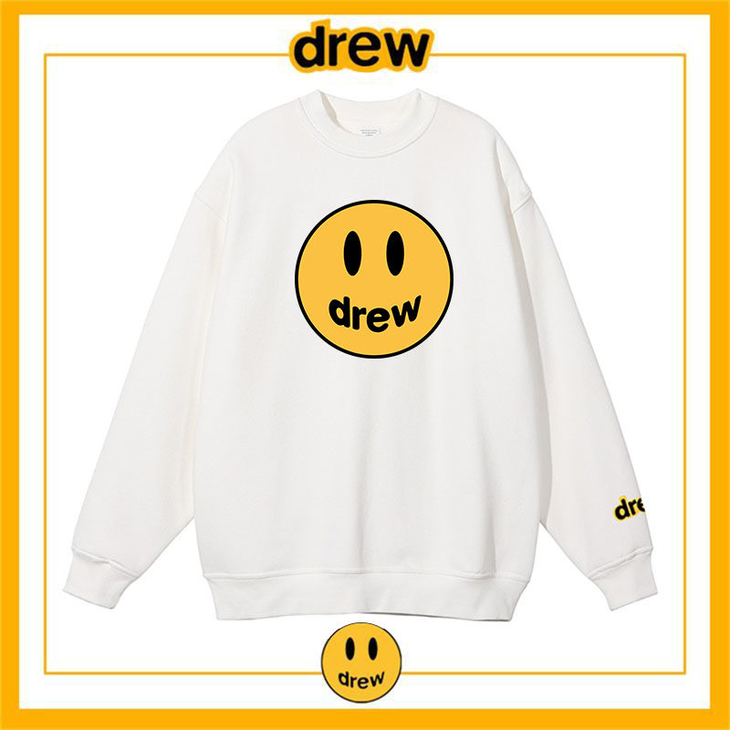 drew笑脸潮牌美式套头圆领卫衣情侣学生时尚高街上衣秋冬加绒穿搭