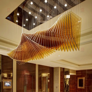 售楼部沙盘吊灯波浪形酒店大堂宴会展厅吧台KTV会所定制灯具非标