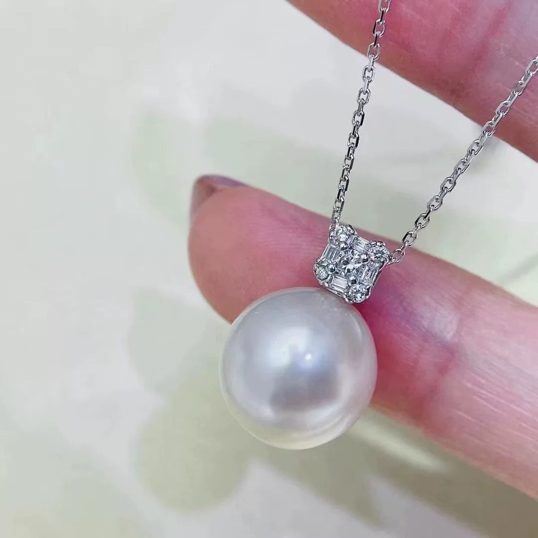 18k金配件不含珍珠 小方糖吊坠 锆石镶嵌 配件不含珍珠