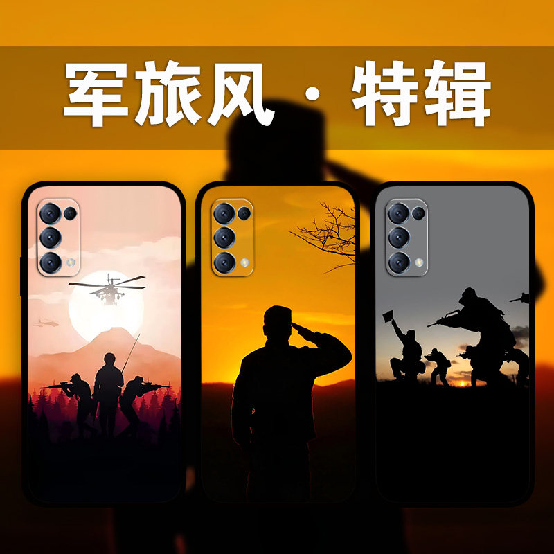 适用OPPOReno10Pro9p8p军迷系列手机壳findX6兵哥哥剪影照片定制k10k9a96a73a58a94帅气Realme11军旅风真我GT