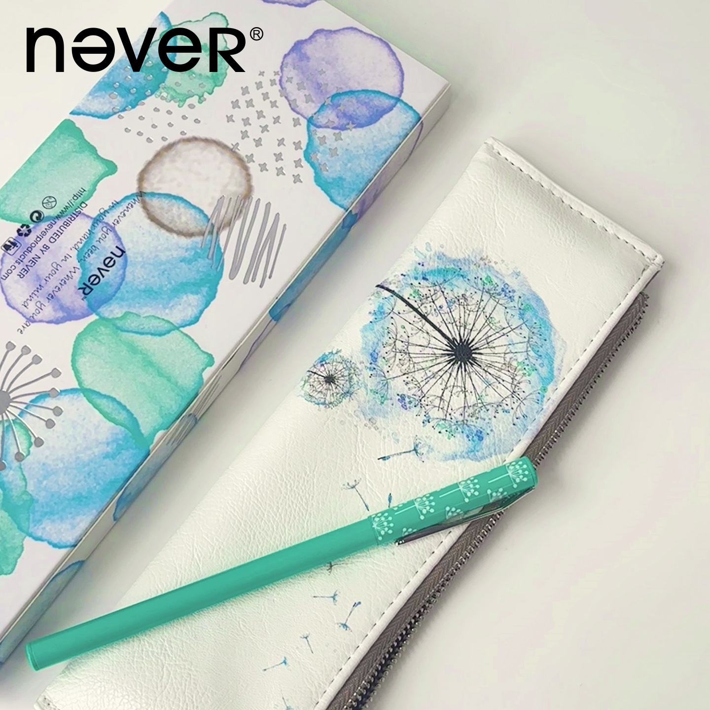 never中性笔黄铜学生专用文具袋