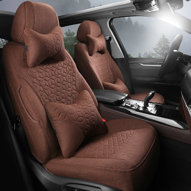 25款大众迈腾专用亚麻坐垫途昂X途观L新帕萨特朗逸亚麻全包座椅套