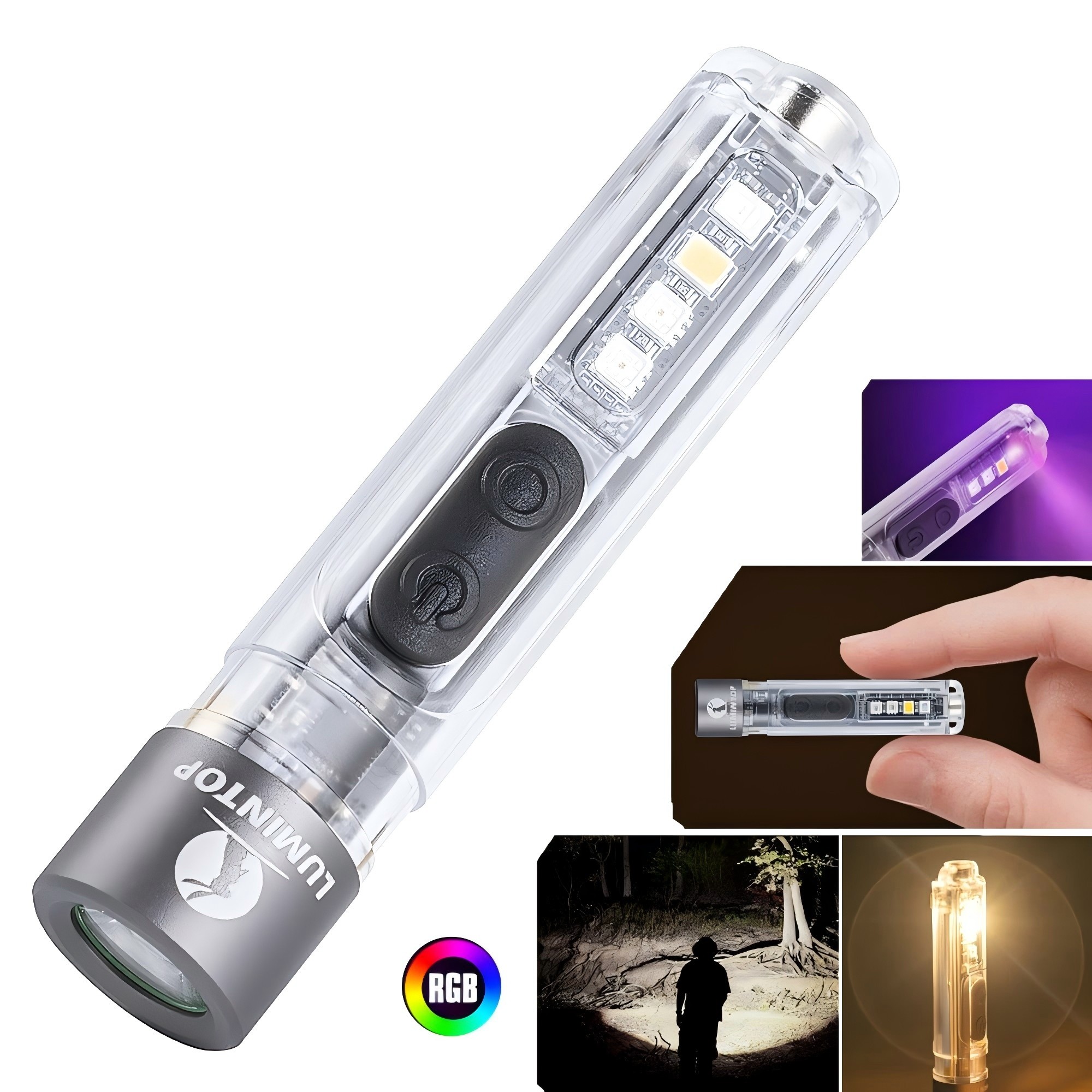 雷明兔Black Cat黑猫钥匙扣灯手电筒强光 多功能磁吸充电灯紫光灯