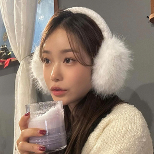 软糯保暖兔毛可爱米白色耳套女冬季保暖厚款耳暖防风耳罩毛绒护耳