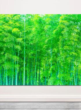 竹林风景画绿色茂盛竹子竹报平安画翠竹步步高升招财旺运风水壁画