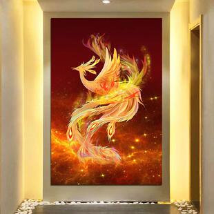 凤凰涅槃玄关走廊装饰挂画神鸟火凤凰客厅招财旺宅风水墙壁画贴画