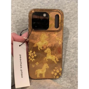 14防摔手机壳 秋冬可爱锡纸纹枫叶小马双面壳适用苹果17