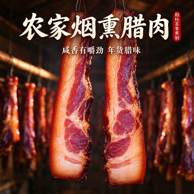 湘西烟熏土猪五花腊肉川黔风味