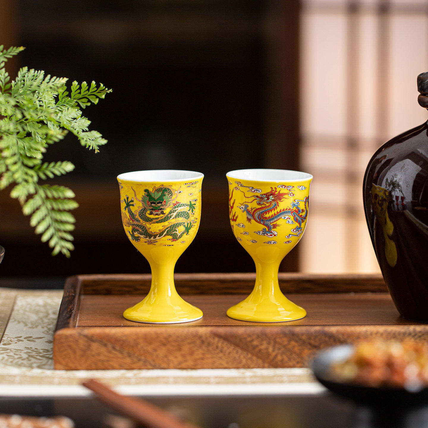 陶瓷白酒杯一两黄酒清酒高脚杯家用酒盅大号烈酒高足酒盏商用杯子