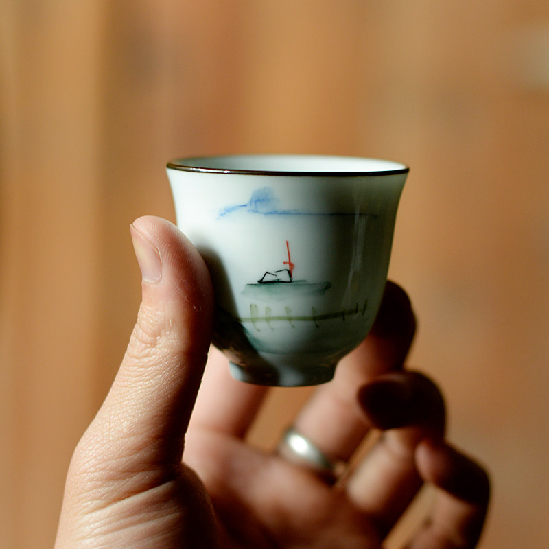 中式古风陶瓷家用手绘一两白酒杯果酒杯清酒杯一口老酒馆酒杯酒盅