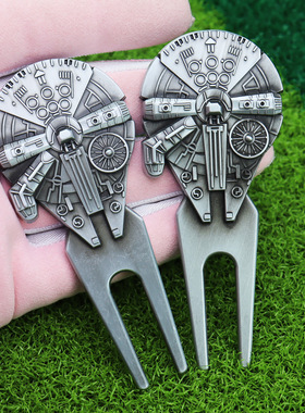 新款Golf Divot Tool创意太空船果岭叉高尔夫金属球叉草皮修复