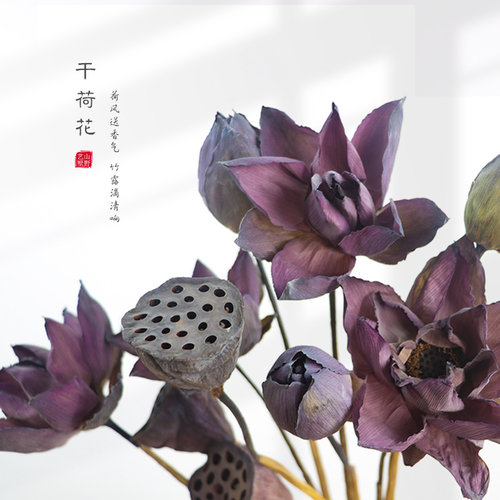 天然干荷花禅意中式花束
