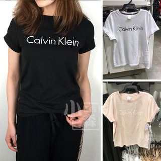 CK Calvin Klein 2024女士新款纯棉家居短袖圆领T恤舒适休闲上衣