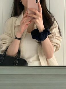 现货～韩国代购ounce纯色薄款短外套极简风宽松翻领拉链夹克衫女