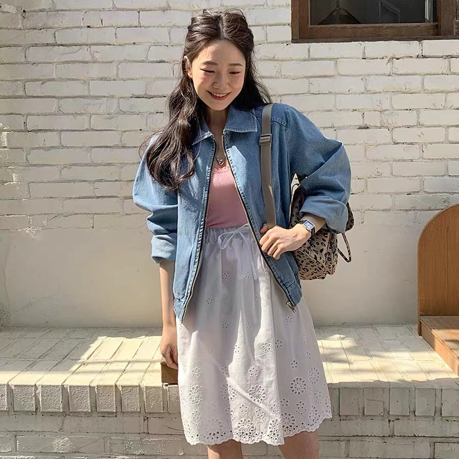 frombeginning拉链牛仔外套