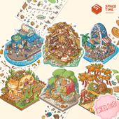 时空工坊微缩3D造景贴纸系列「喵子小屋」系列pet贴纸