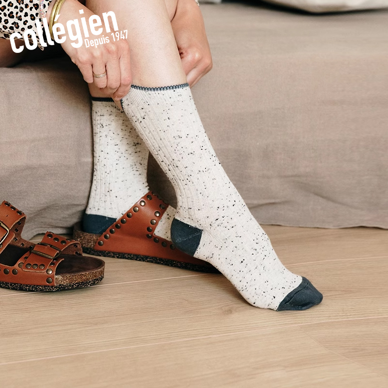 collegien女士埃及长绒棉中筒袜