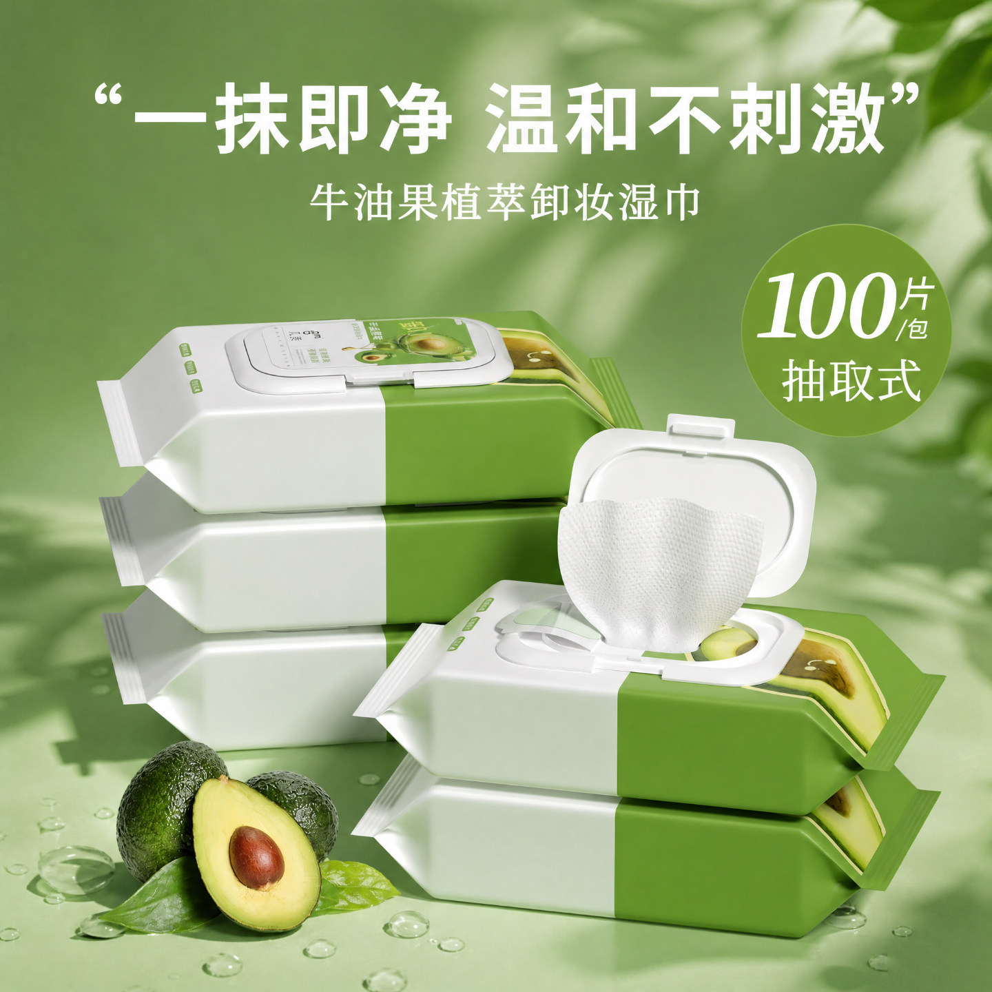 几美牛油果卸妆湿巾温和不刺激保湿面部彩妆清洁巾多包优惠便携装
