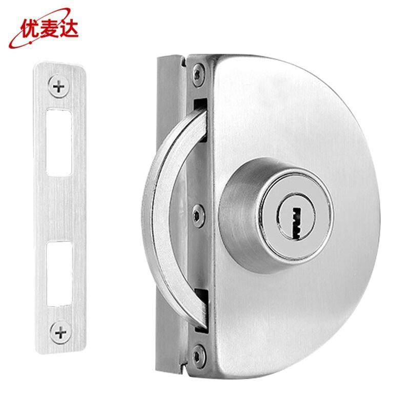 304不锈钢玻璃门锁推拉门免开孔玻璃门锁双开插锁Y241