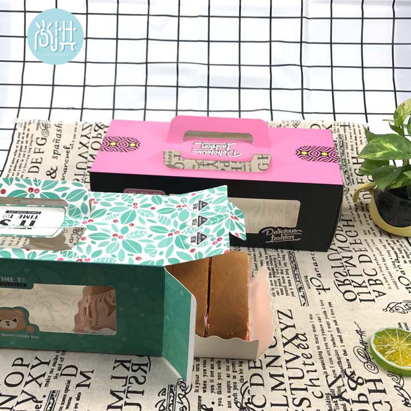 长条手提烘焙毛巾卷蛋糕盒子