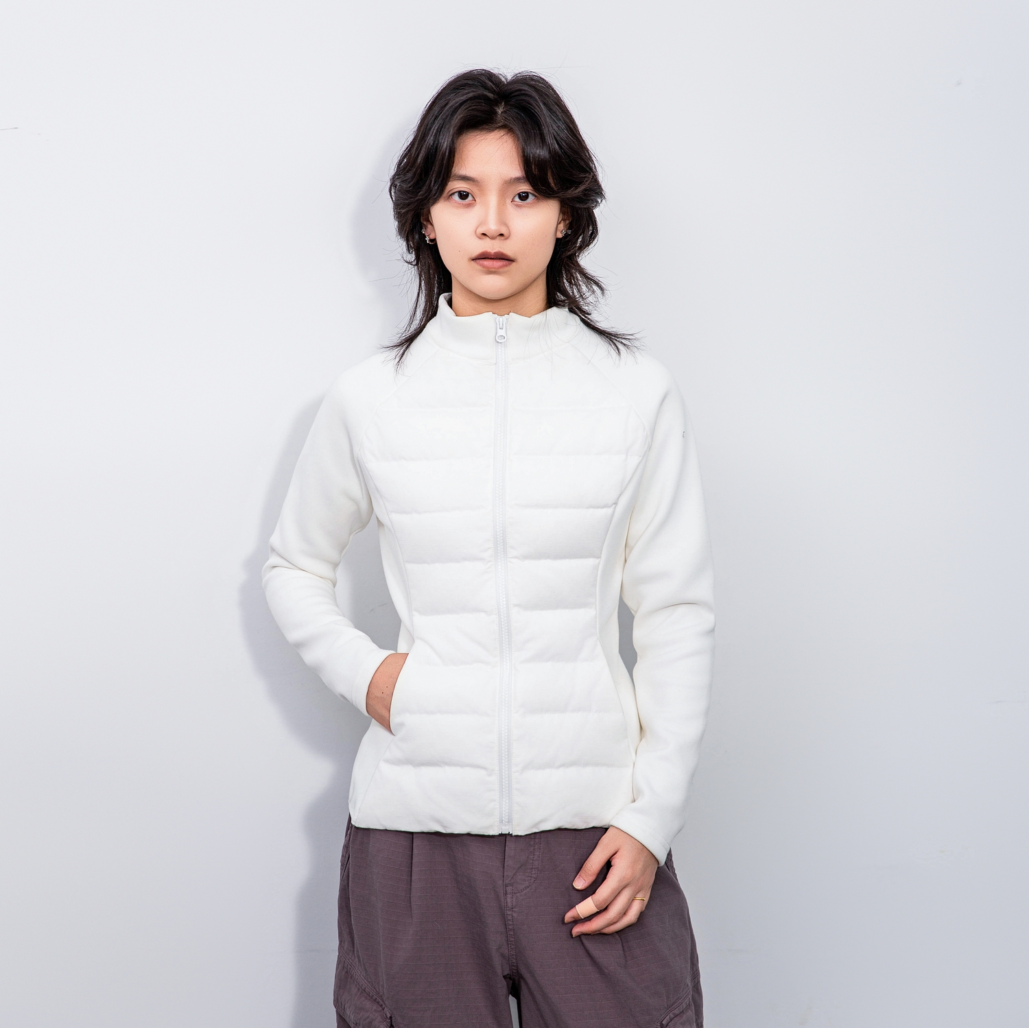 日系修身拼接轻便羽绒服