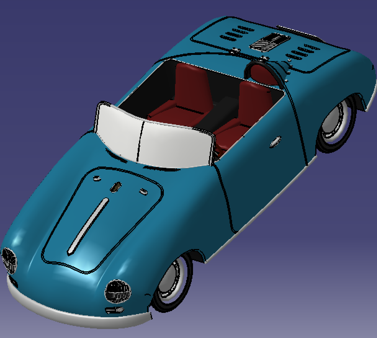 1:40保时捷双门两座敞篷轿跑车汽车3d三维几何数模型经典老爷车