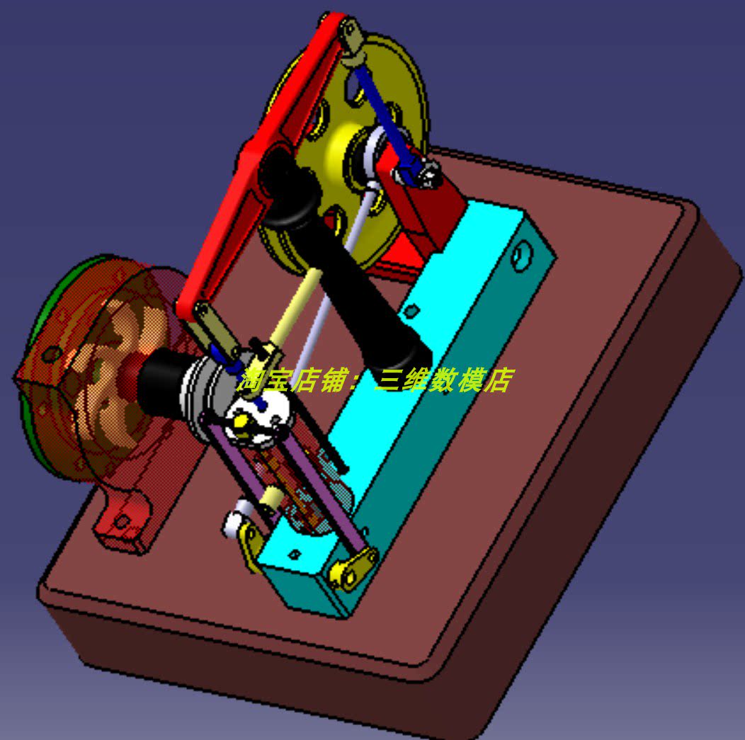 单缸蒸汽机catia含参3d三维几何数模型带水平横梁离心泵演示结构