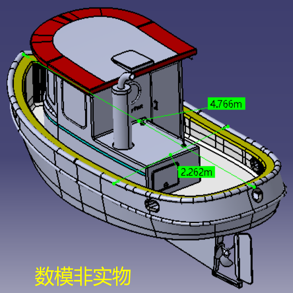 5米m小型迷你拖船巡逻艇3D三维几何数模型救援船舶stp图纸CAD造型