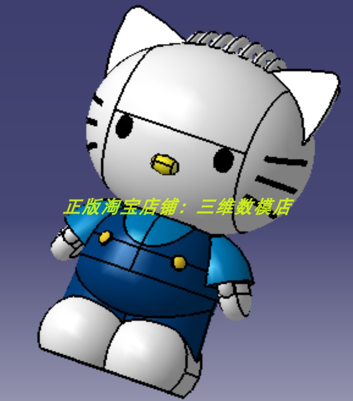 卡通小猫咪动物三维几何数模型3d打印素材stp实体stl格式站立姿势