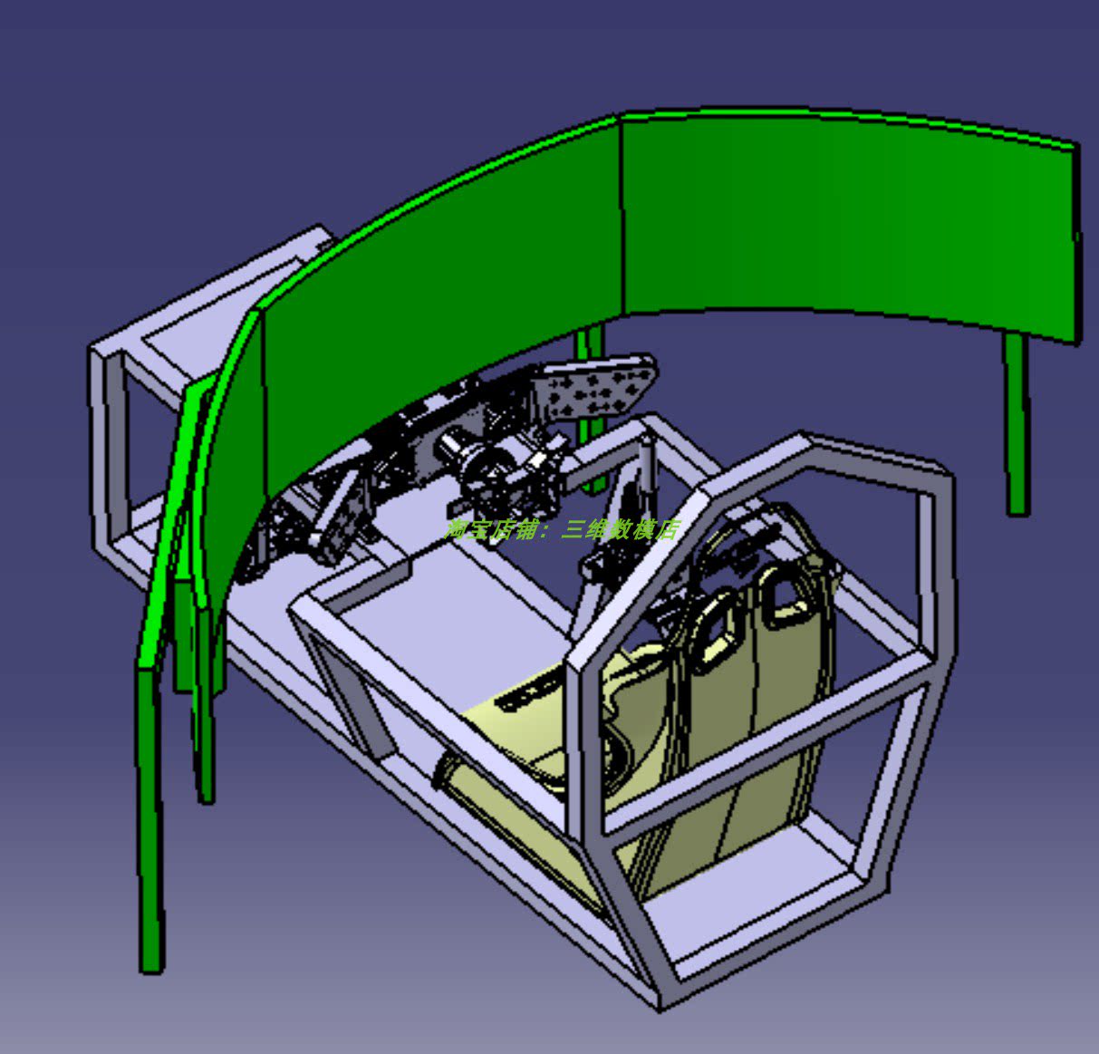 赛车模拟器3D三维几何数模型台架刹车油门换挡显示器stp格式汽车