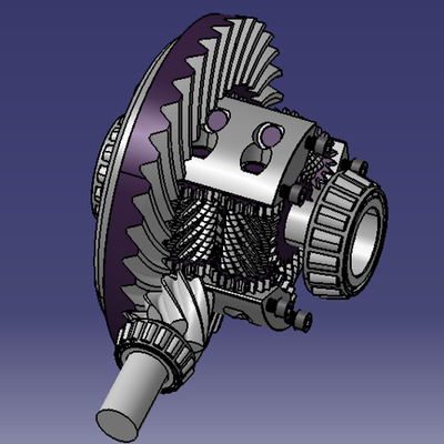 托森差速器齿轮3D三维几何数模型自锁蜗轮蜗杆式差速器主减速器