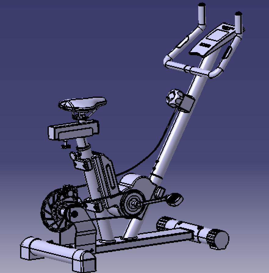 动感单车健身车3D三维几何数模型室内健身器材固定自行脚踏车stp
