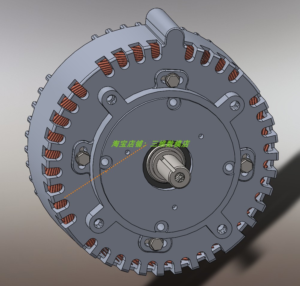 48v电刷电机3d三维几何数模型有刷电动机solidworks转子定子stp