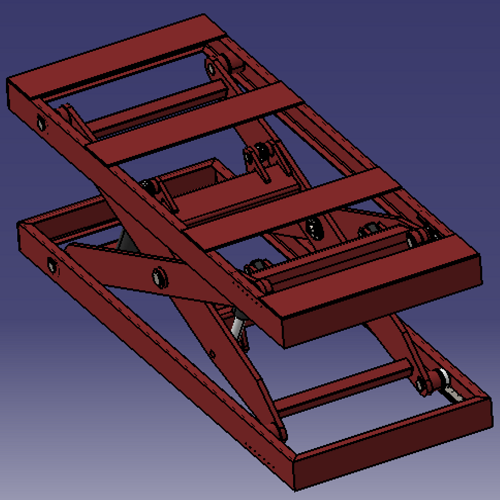 4米升程固定剪叉式四液压杆升降机平台车3D三维几何数模型举升机