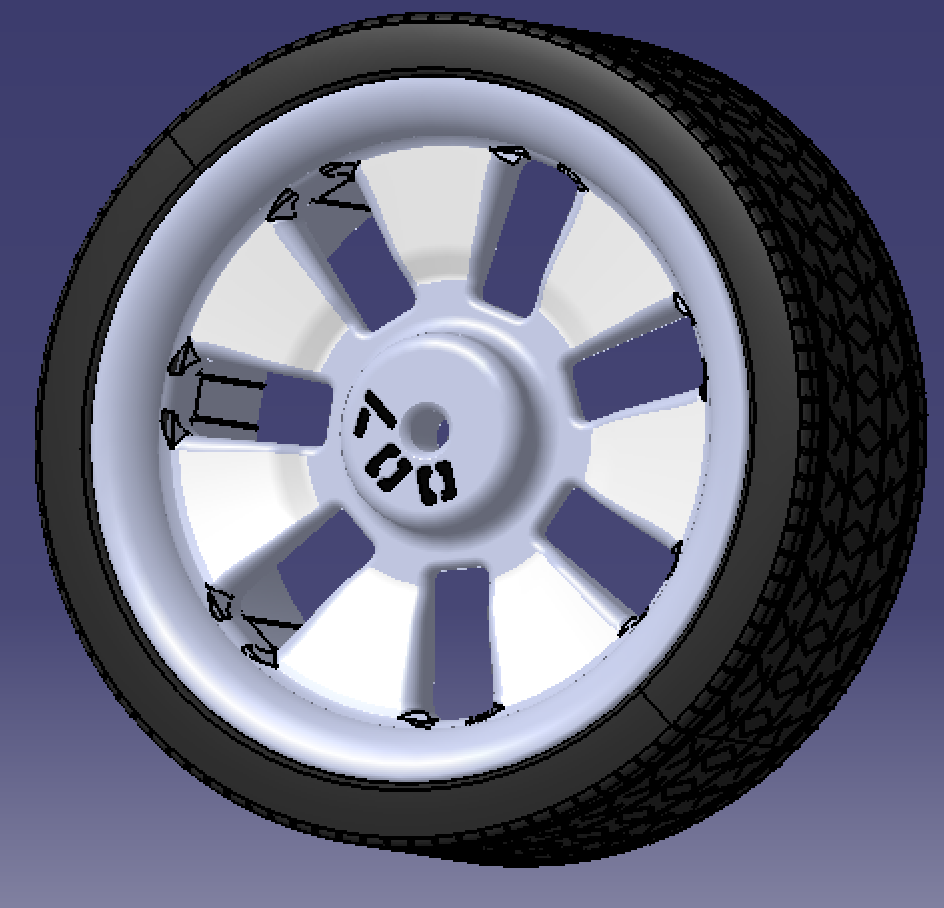 300mm直径汽车轿车轮胎轮辋solidworks含参3d三维几何数模型stp