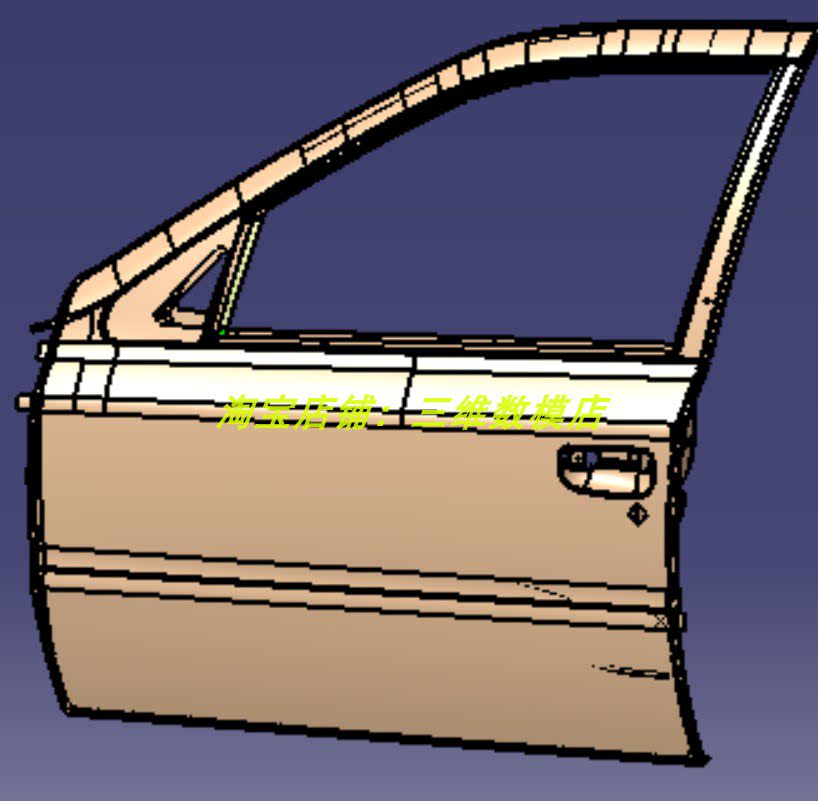 汽车轿车左侧左前车门钣金曲面外观3d三维几何数模型stp内部骨架