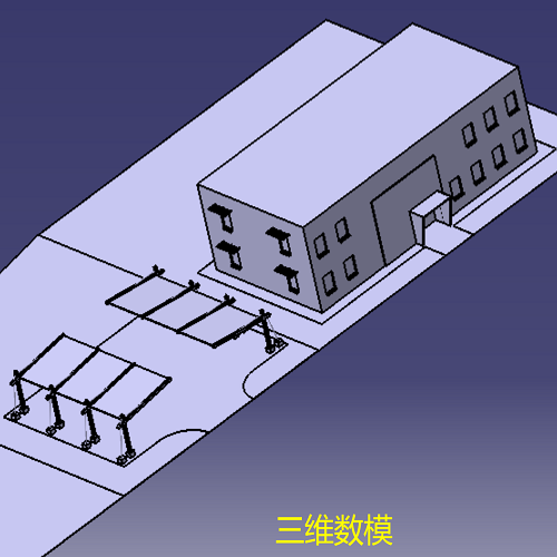 两层行政大楼房屋带停车坪车位三维几何数模型3D打印素材停车场棚