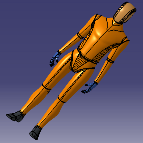 1.75米男士男生碰撞假人实体关节三维几何数模型3D打印素材四肢