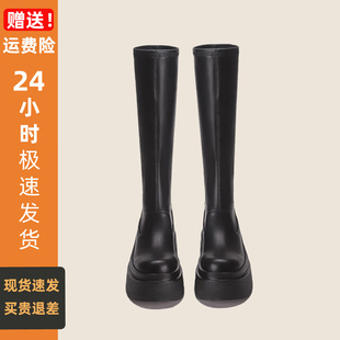 长腿叔叔胖mm粗腿大筒围长筒靴子女2025新款高筒厚底骑士长靴秋冬